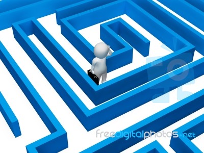 Confused Maze Indicates Decision Making And Adversity 3d Renderi… Stock Image