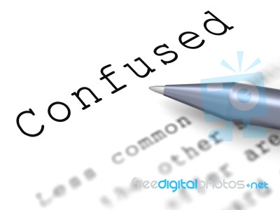 Confused Word Means Puzzled Perplexed And Dont Understand Stock Image