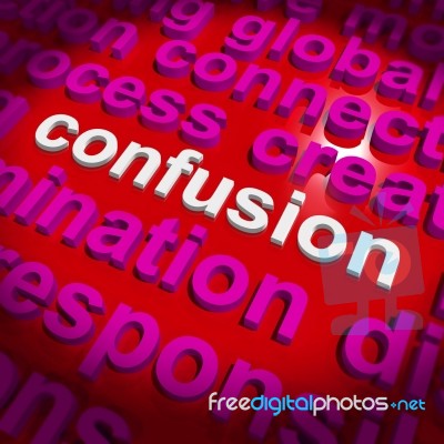 Confusion Word Cloud Means Confusing Confused Dilemma Stock Image