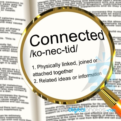 Connected Definition Magnifier Stock Image