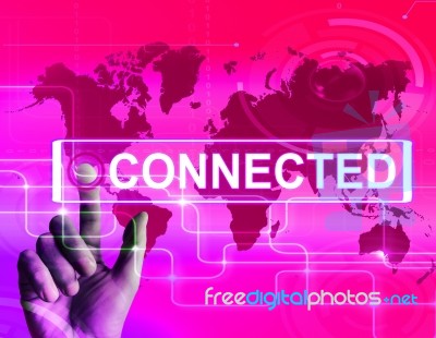 Connected Map Displays Networking Connecting And International C… Stock Image