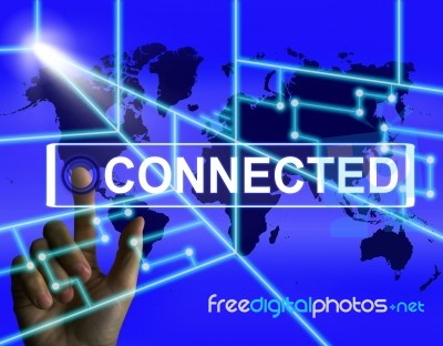 Connected Screen Indicates Networking Connecting And Internation… Stock Image
