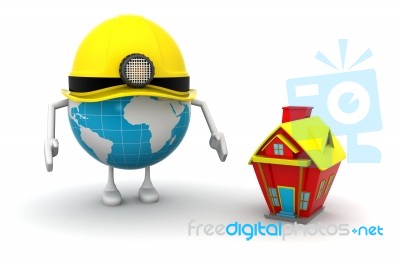 Construction Concept Around The Globe Stock Image