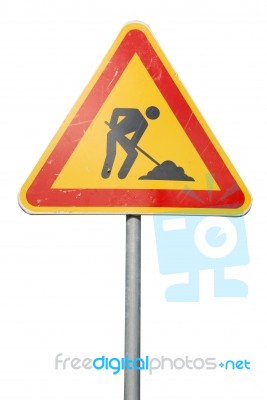 Construction Road Sign Stock Photo