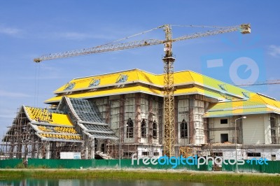 Construction Site Of Thai Style Architecture Stock Photo