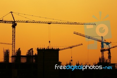 Construction Site With Crane Stock Photo