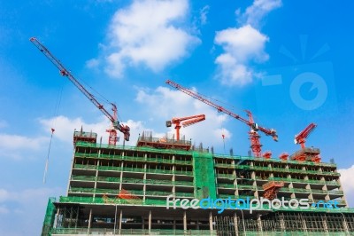 Construction Site With Crane And Building Stock Photo