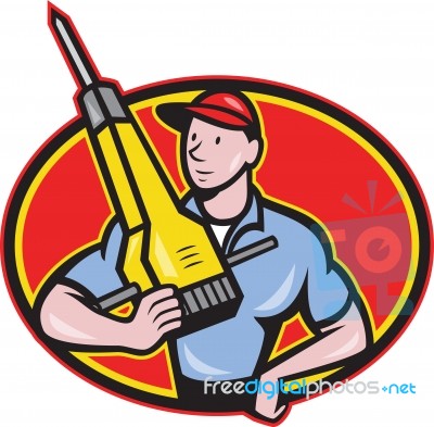 Construction Worker Jackhammer Pneumatic Drill Stock Image