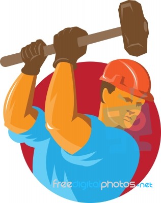 Construction Worker With Sledgehammer Stock Image