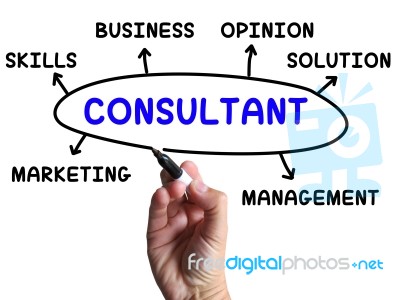 Consultant Diagram Shows Expert With Opinions And Solutions Stock Image