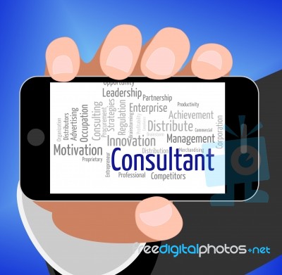 Consultant Word Represents Specialist Wordcloud And Authority Stock Image
