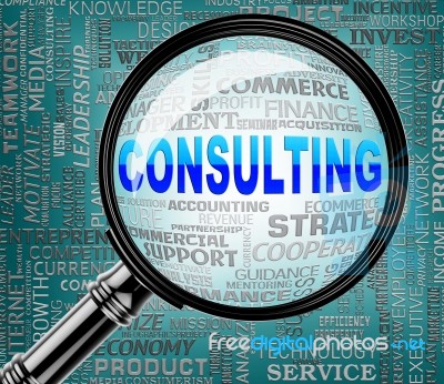 Consulting Magnifier Indicates Turn To And Confer Stock Image
