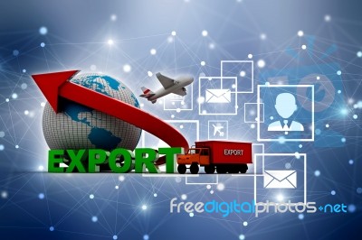 Container Export. 3d Illustration Stock Image