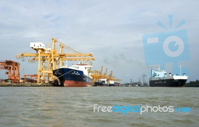 Container Terminal In The Port Stock Photo