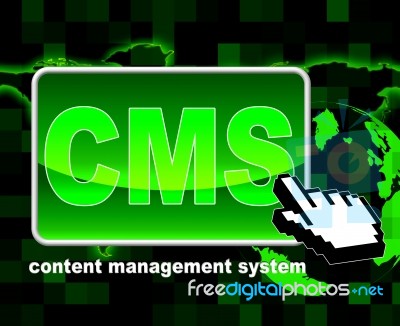 Content Management System Represents World Wide Web And Searching Stock Image