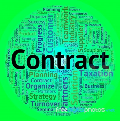 Contract Word Represents Commitment Agreements And Contractual Stock Image
