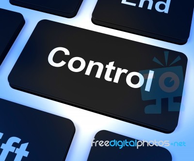 Control Computer Key Showing Remote Controller Or Interfacing Stock Image