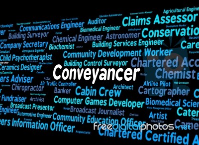 Conveyancer Job Shows Building Work And Occupation Stock Image