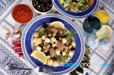 Cooked Meat With Potatoes Stock Photo