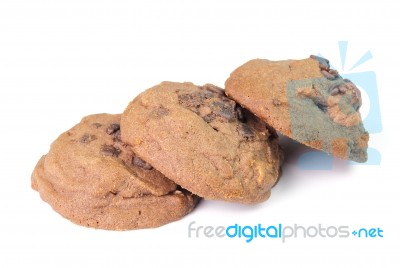 Cookies With Chocolate On A White Background Stock Photo
