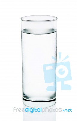 Cool Water With Glass Isolated On The White Background Stock Photo