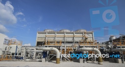 Cooling Tower In Industrial Factory Stock Photo