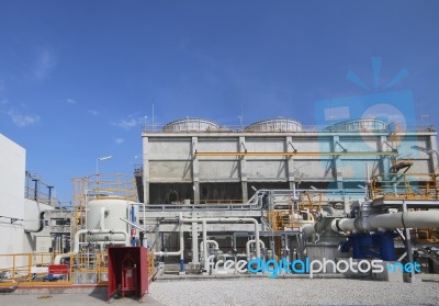 Cooling Tower In Industrial Plant Stock Photo