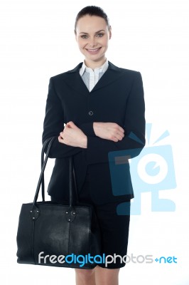 Coporate Lady Holding A Handbag Stock Photo
