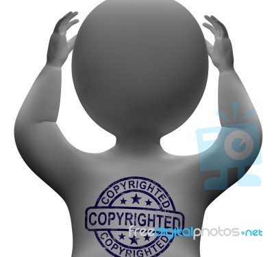 Copyrighted Stamp On Man Shows Patent Or Trademarks Stock Image