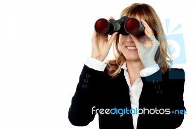 Corporate Woman Hunting Success Stock Photo