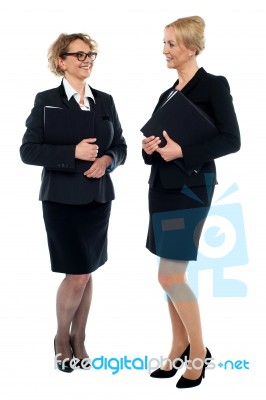 Corporate Women Discussing Business Stock Photo