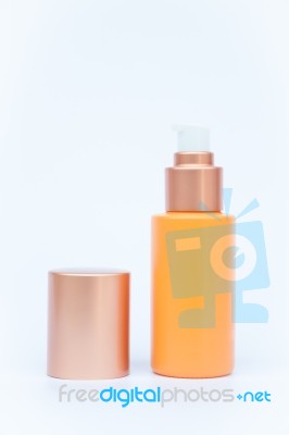 Cosmetic Bottle Isolated On White Background Stock Photo