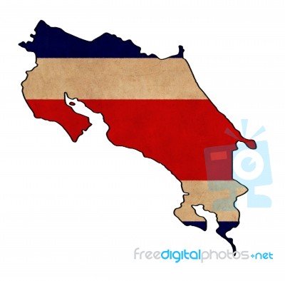 Costa Rica Map On  Flag Drawing ,grunge And Retro Flag Series Stock Image