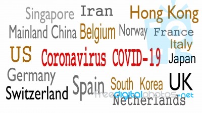 Countries With Confirmed Coronavirus Cases. Chinese Wuhan Virus Stock Image