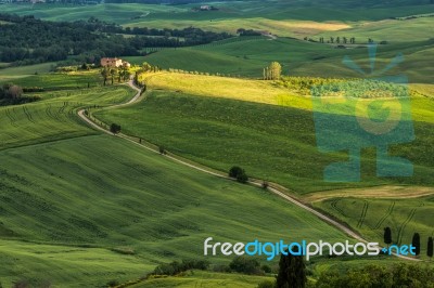 Countryside Of Val D'orcia Tuscany Stock Photo