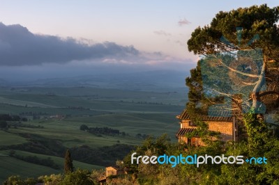 Countryside Of Val D'orcia Tuscany Stock Photo