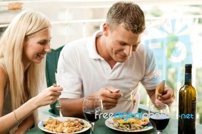 Couple Eating Dinner Stock Photo