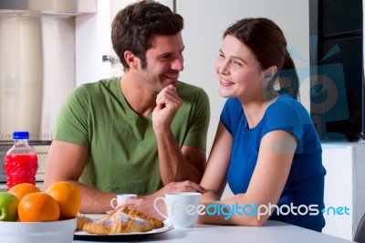 Couple Having Breakfast Stock Photo