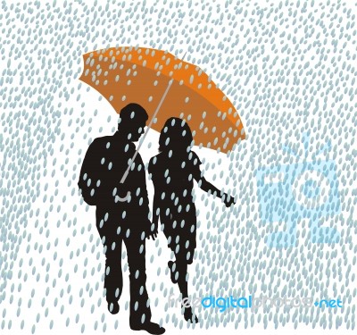 Couple In Rain Stock Image