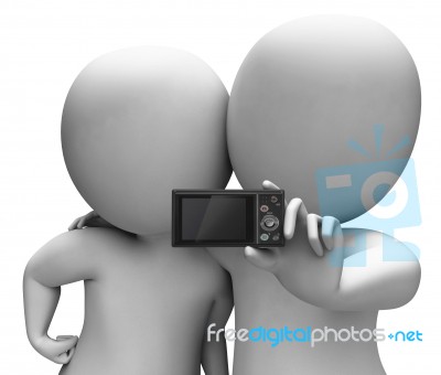 Couple Portrait Photo Shows Camera Self Photo Snapshot Stock Image