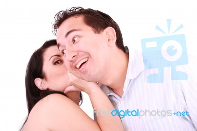 Couple Whispering Stock Photo
