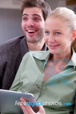 Couple With Digital Tablet Stock Photo