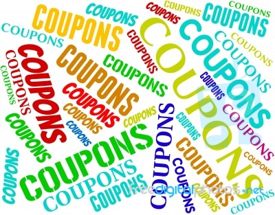 Coupons Words Means Saving Money And Couponing Stock Image