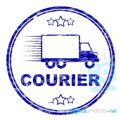 Courier Stamp Means Delivery Shipping And Transport Stock Image