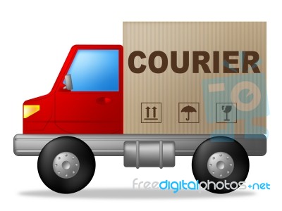 Courier Truck Means Sending Transporting And Deliver Stock Image