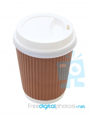 Cover Side Coffee Cup And Heat Insulation On White Background Stock Photo