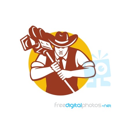 Cowboy Camera Operator Mascot Stock Image