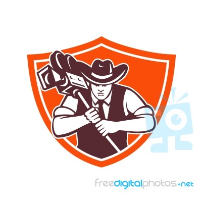 Cowboy Camera Operator Shield Stock Image Cowboy Camera Operator Shield Stock Image