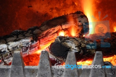 Cozy Home Fireplace Stock Photo