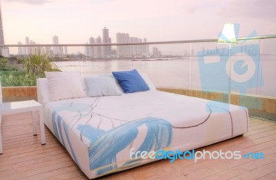 Cozy Outdoor Bedroom In Sunset Stock Photo Cozy Outdoor Bedroom In Sunset Stock Photo